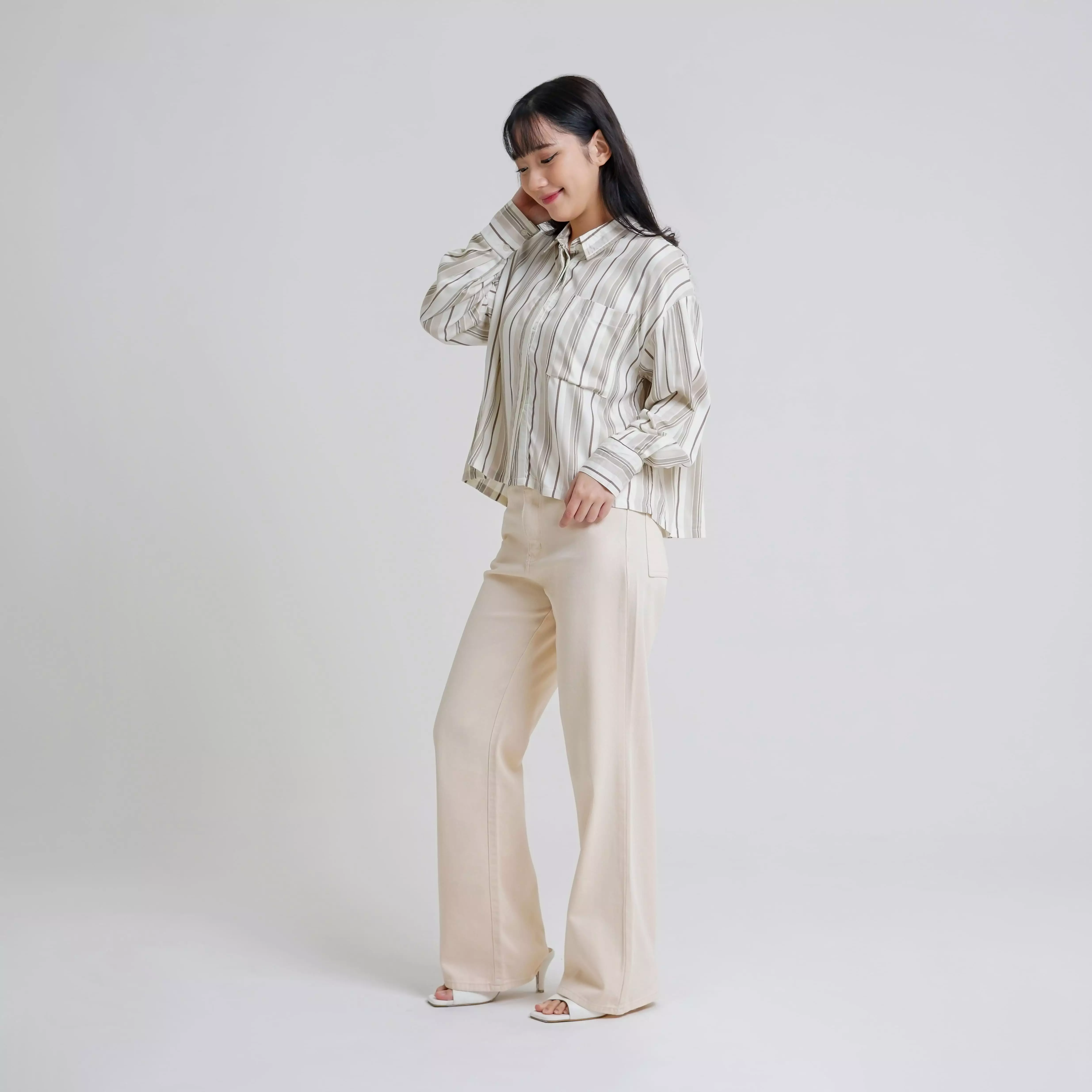 Jual Berrybenka Label Brisia Cropped Stripe Shirt Multicol Original ...
