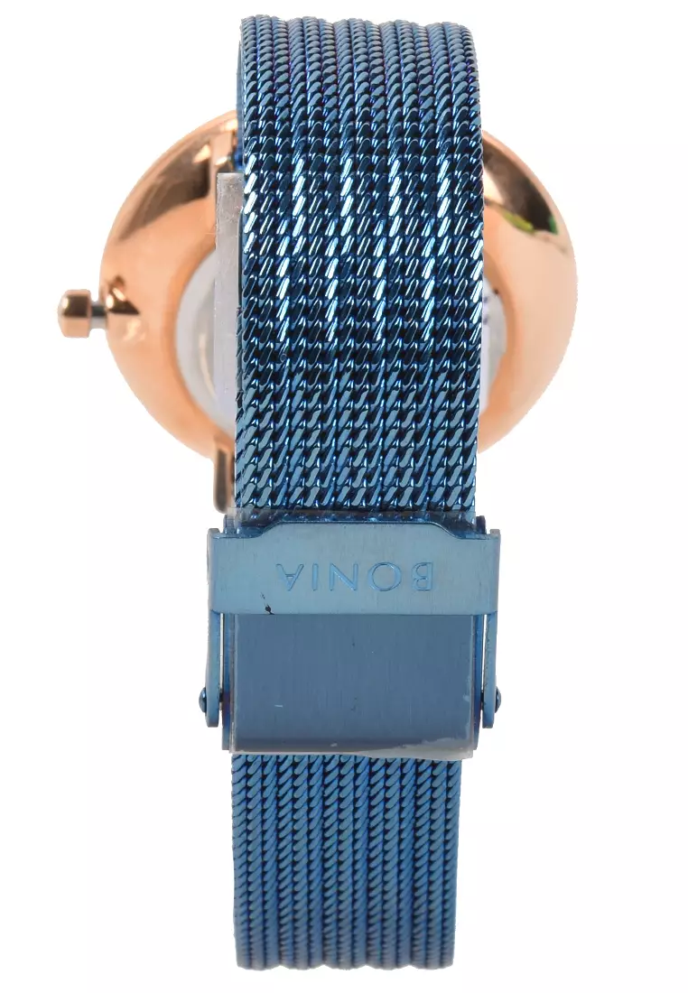 Bonia Sapphire - Jam Tangan Wanita - Rosegold - Blue Stainless Steel Bracelet - BNB10544-2582
