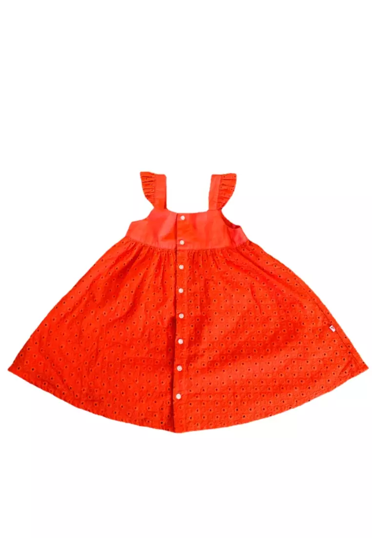 Girls red cotton dress best sale
