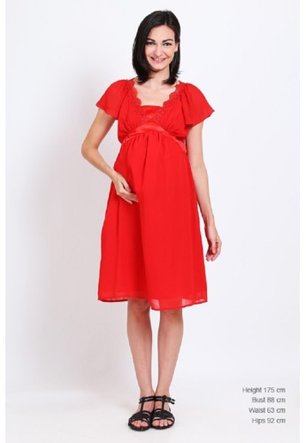 Chantilly Maternity Dress Red 8104