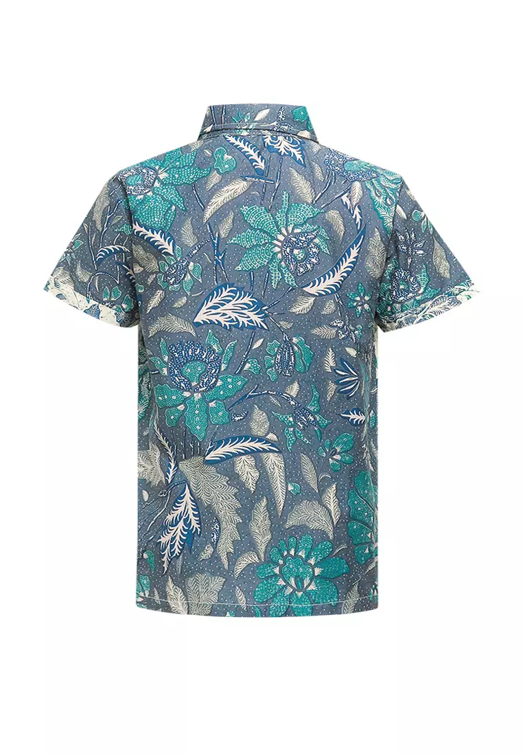 Hem Anak Laki Laki Batik Noel Grey Lengan Pendek