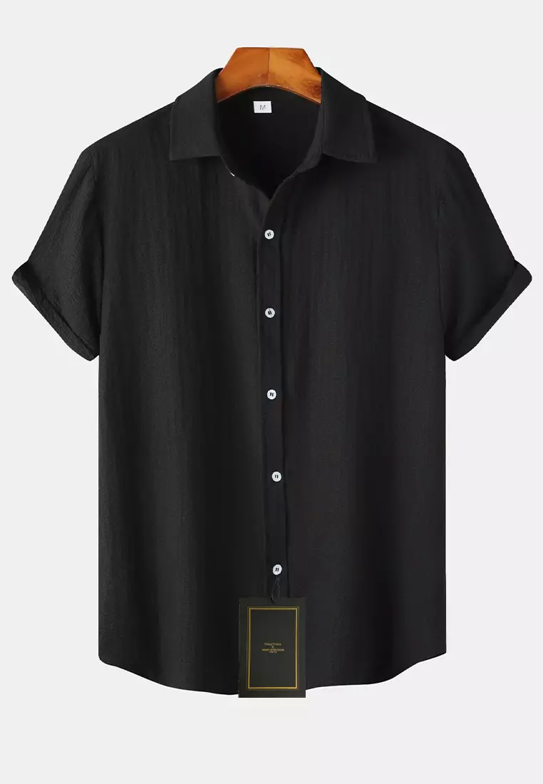 Solid color short online sleeve button down shirts