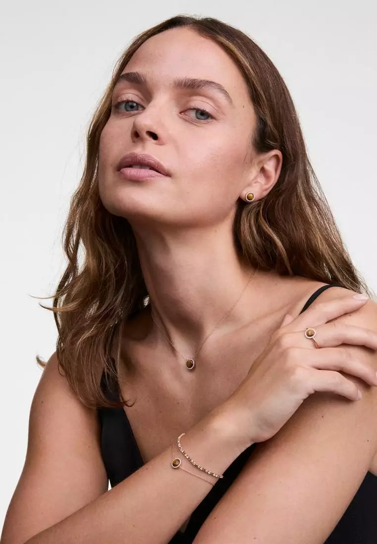 Audrey Bracelet Tiger Eye Rose Gold - Unisex Bracelet for women and men stainless steel Bracelet DW Official Authentic Original