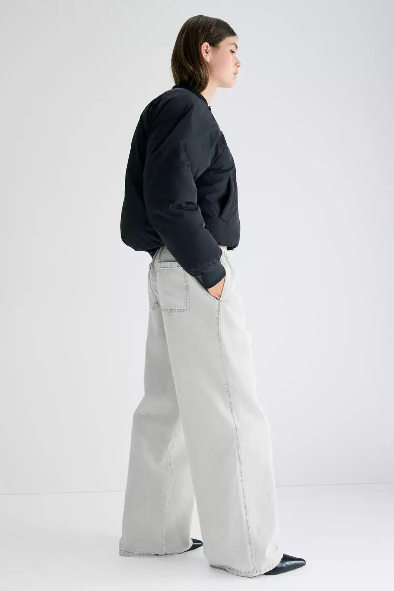 Denim pull-on trousers