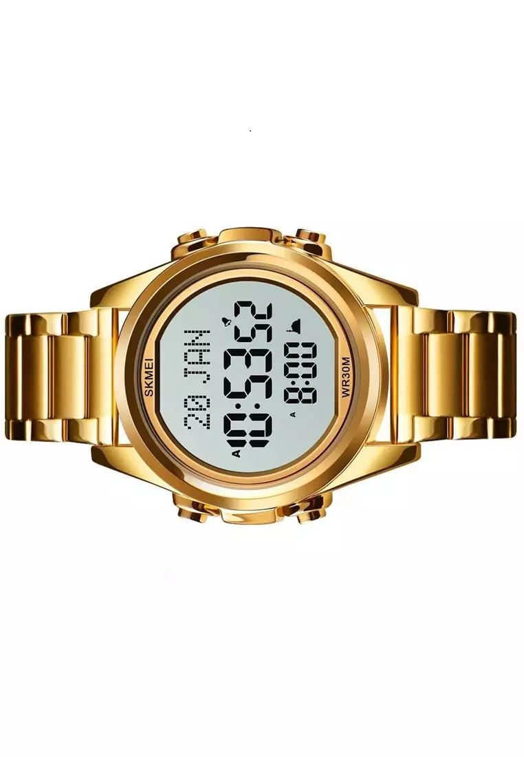 Jam Tangan Digital Casual Pria Penunjuk Arah Kiblat Many Function Strap Tali Material Stainless Steel KB67 ORIGINIAL