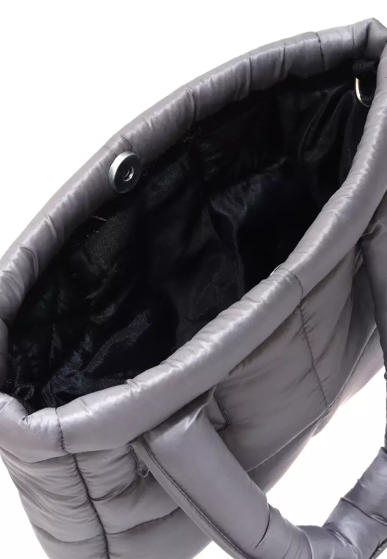 Angelina Pillow Puffy Bag Smooth Texture And High Quality - Silver Grey