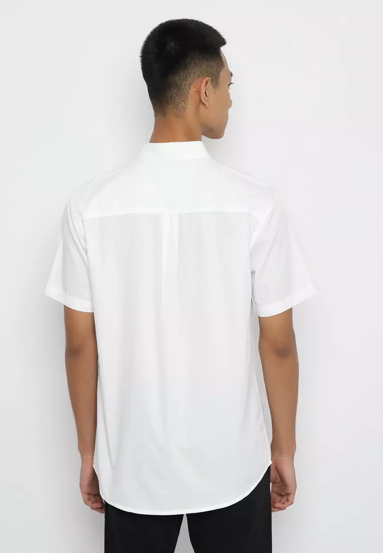 POLICE Kemeja Polos Cotton Twill Putih Regular Fit Pria