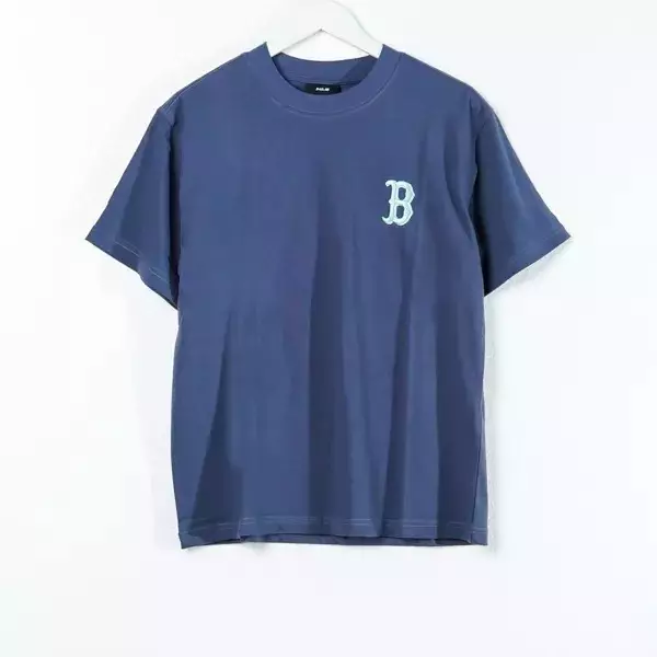 Kaos MLB NY BOSTON MONOGRAM SQUARE TOSCA BACK GREY Tshirt 100% ORIGINAL
