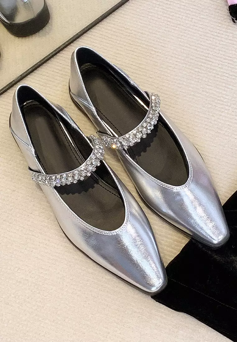 Cheap silver deals flat shoes