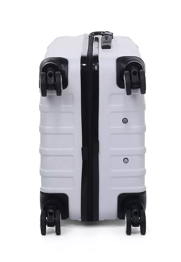 Isvara Tas Koper Hardcase Unisex One Set Suitcase Number Code Combination Lock Large Compartment Material ABS+PVC Coated ORIGINAL - White