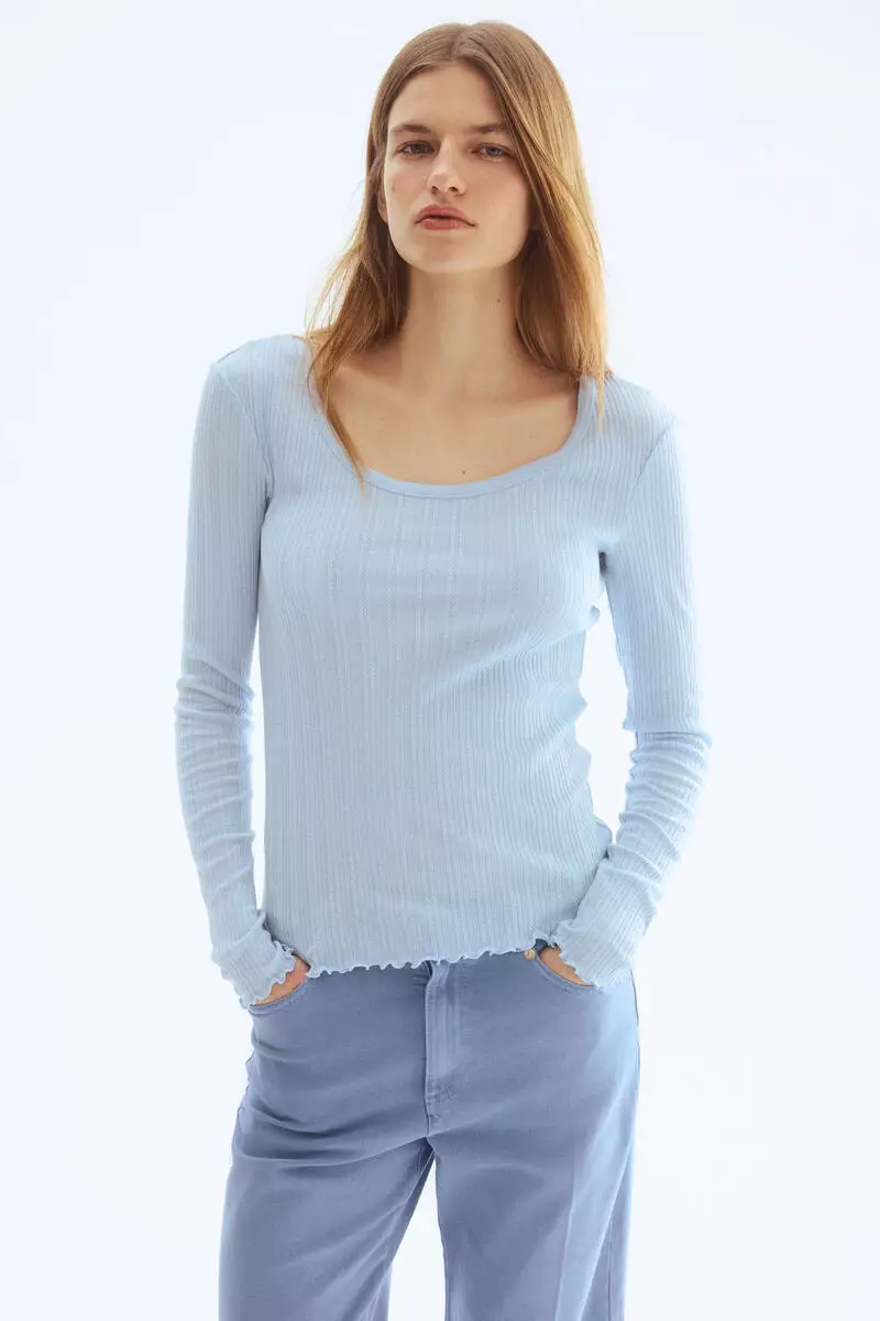 Pointelle jersey top