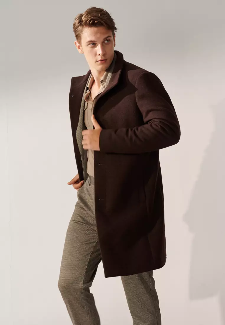 Brown Faux Two-Piece Down Overcoat