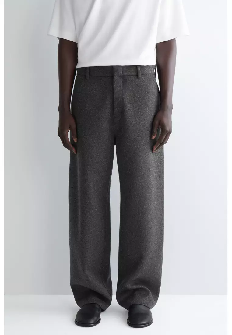 SPLIT WOOL WIDE-LEG TROUSERS