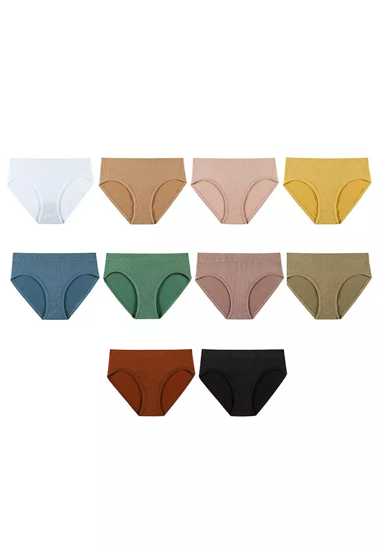 Buy FRANCLIFE 6 Piece Pack - Pure cotton breathable buttock lifting solid  color women's seamless large size mid-waist underwear briefs 2024 Online