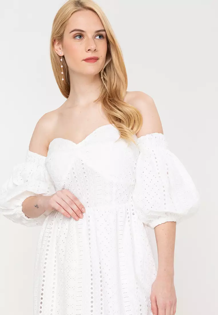 Buy Plains & Prints Monochromatic Ariella Offshoulder Dress 2024 Online ...