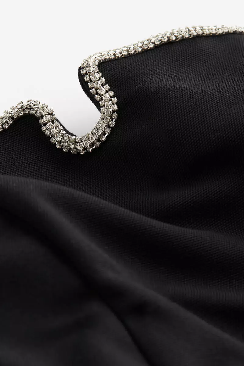 Rhinestone-trimmed bandeau dress