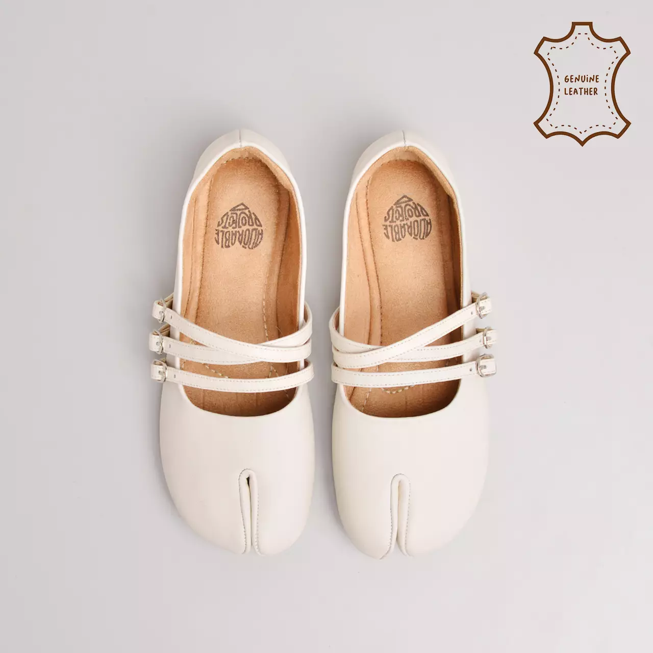 Melanie Flatshoes Genuine Leather Cream