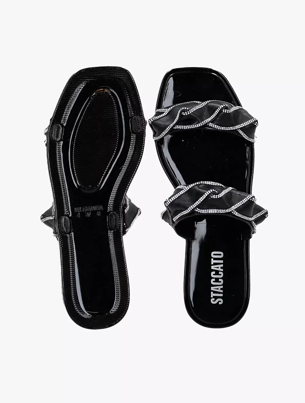 Jual STACCATO Staccato GL323-005 Women's Flat Sandals - Black Original ...