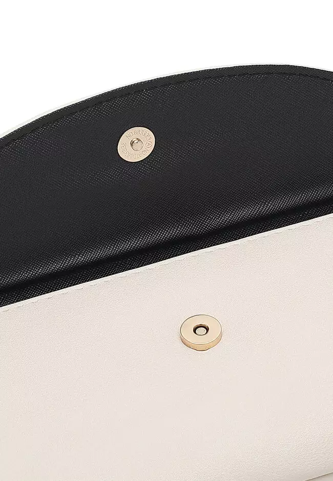 Faux Leather Sling Bag / Crossbody Bag / Wristlet - Beige