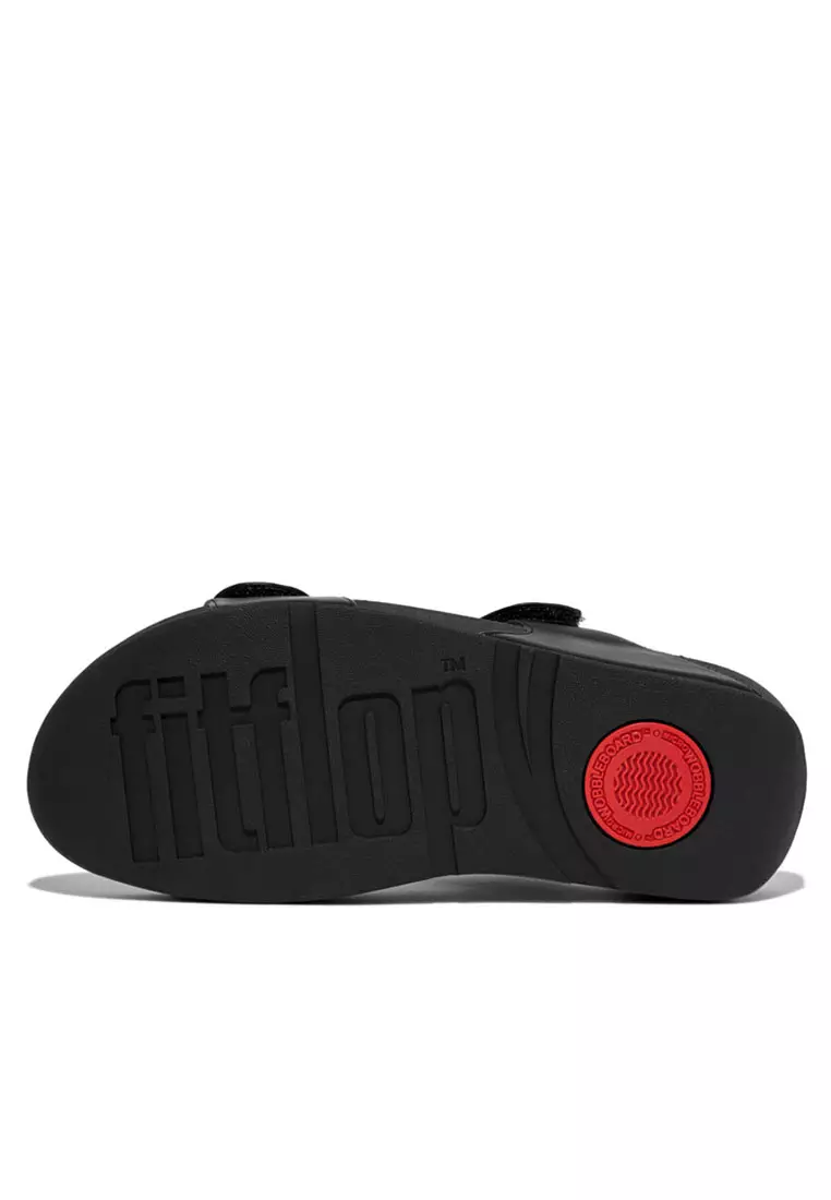 LULU Women's Adjustable Leather Slides - All Black (FV6-090)