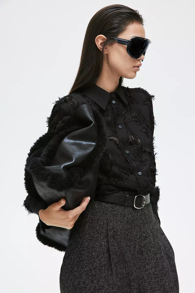 Textured-weave shirt