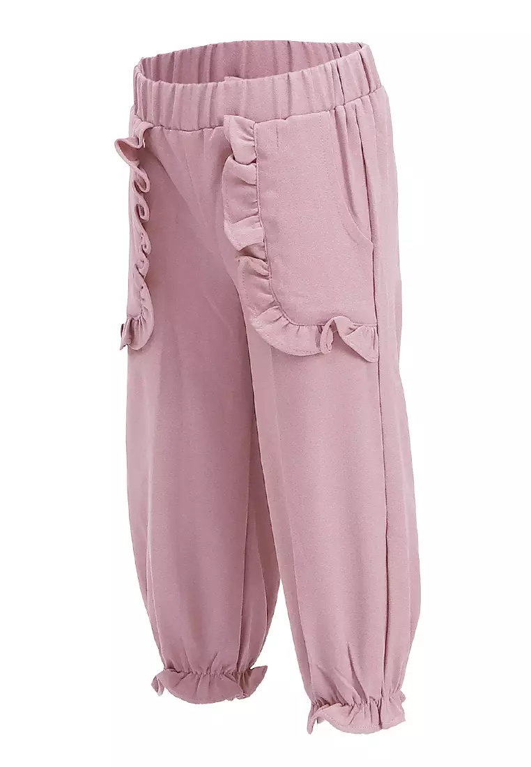 Yocelyn Celana Panjang Anak Perempuan Variasi Saku Pants Kids Daily Motif Polos Material Crepe ORIGINAL - Pearl