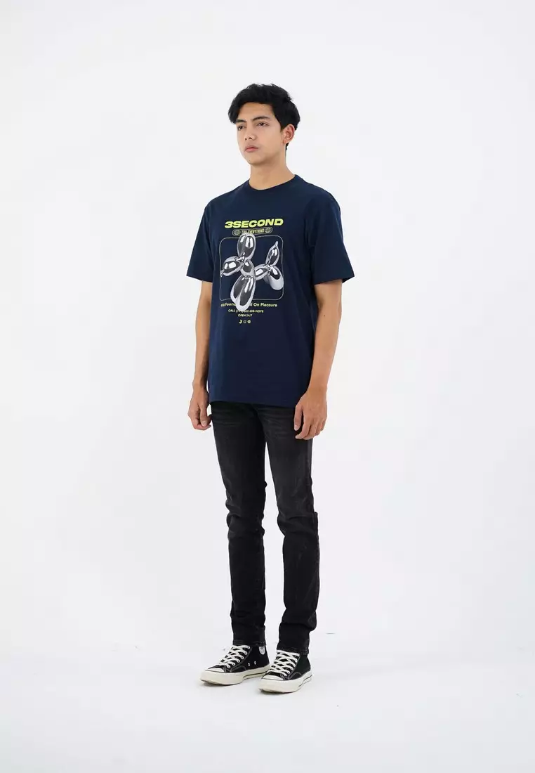 3Second Men's T-Shirt Short Sleeve Regular Fit Cotton Y2K OL-C600425