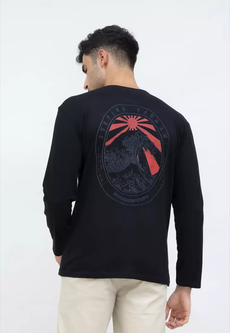 Kaos cotton combed lengan panjang pria unisex houseofcuff Tsunami