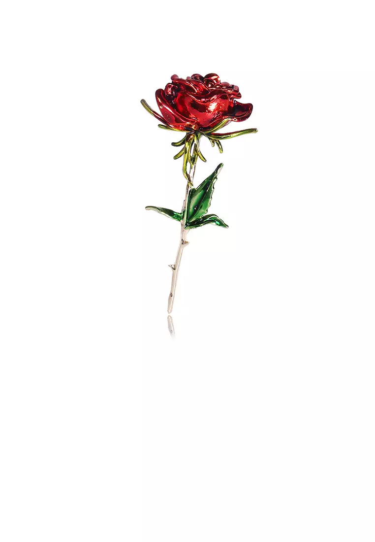 Red hotsell rose brooch