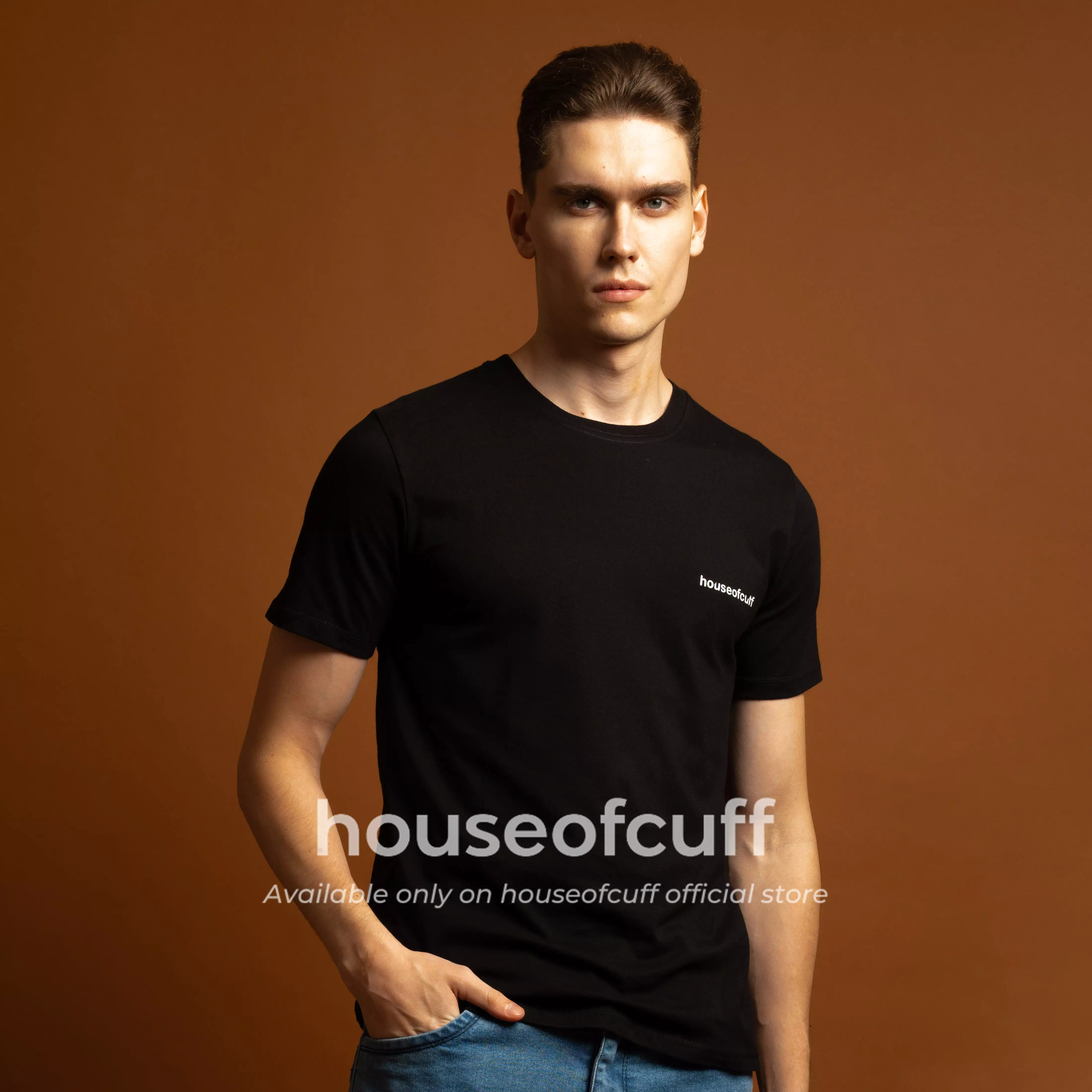 Houseofcuff Kaos Lengan Pendek Katun Kombed 30s Garuda Kesatuan Hitam