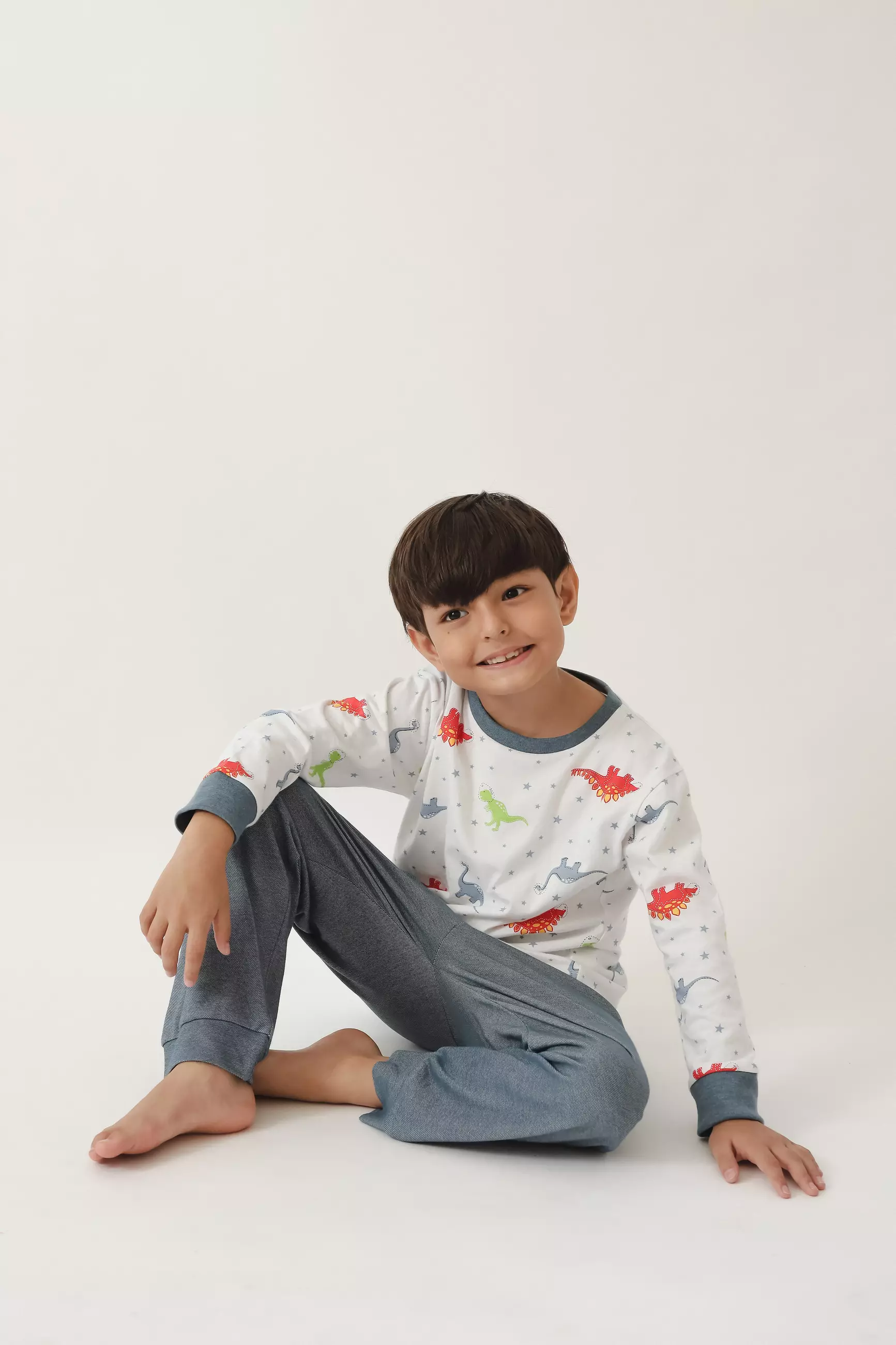 Pito Kids Set Piyama Panjang Anak Dino Navy 1-8 Tahun