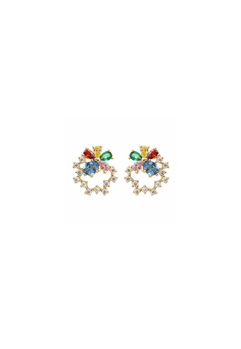 ZITIQUE multi and gold Women's Diamond Embedded Rainbow Flower Earrings - Gold A2B0DAC9317886GS_1