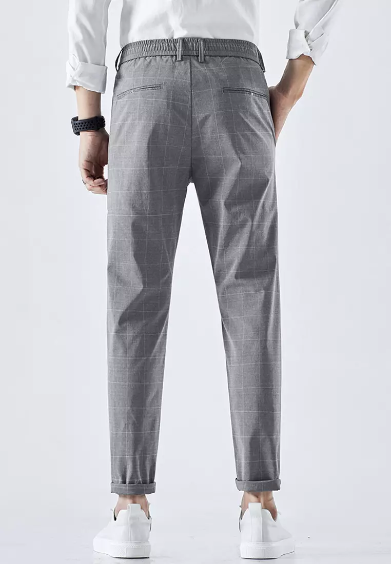 Slim Fit Check Suit Trousers