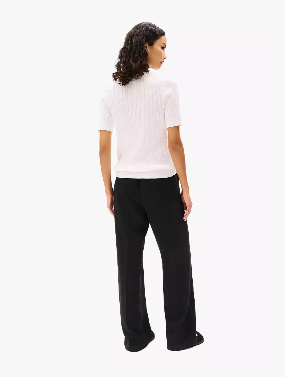 Tommy Hilfiger - Short-Sleeve Cable Knit Sweater - Brown