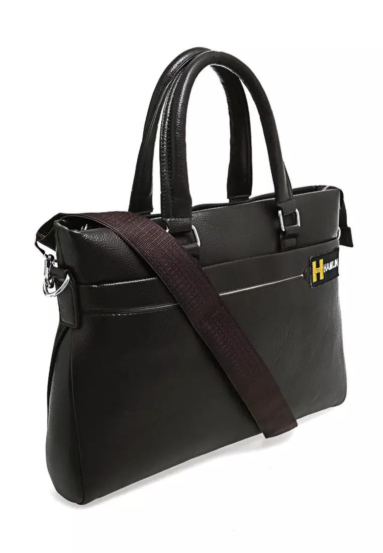 Zevin Tas Selempang Laptop Pria Durabble Zipper Sling Bag Material Kulit Leather ORIGINAL - Brown