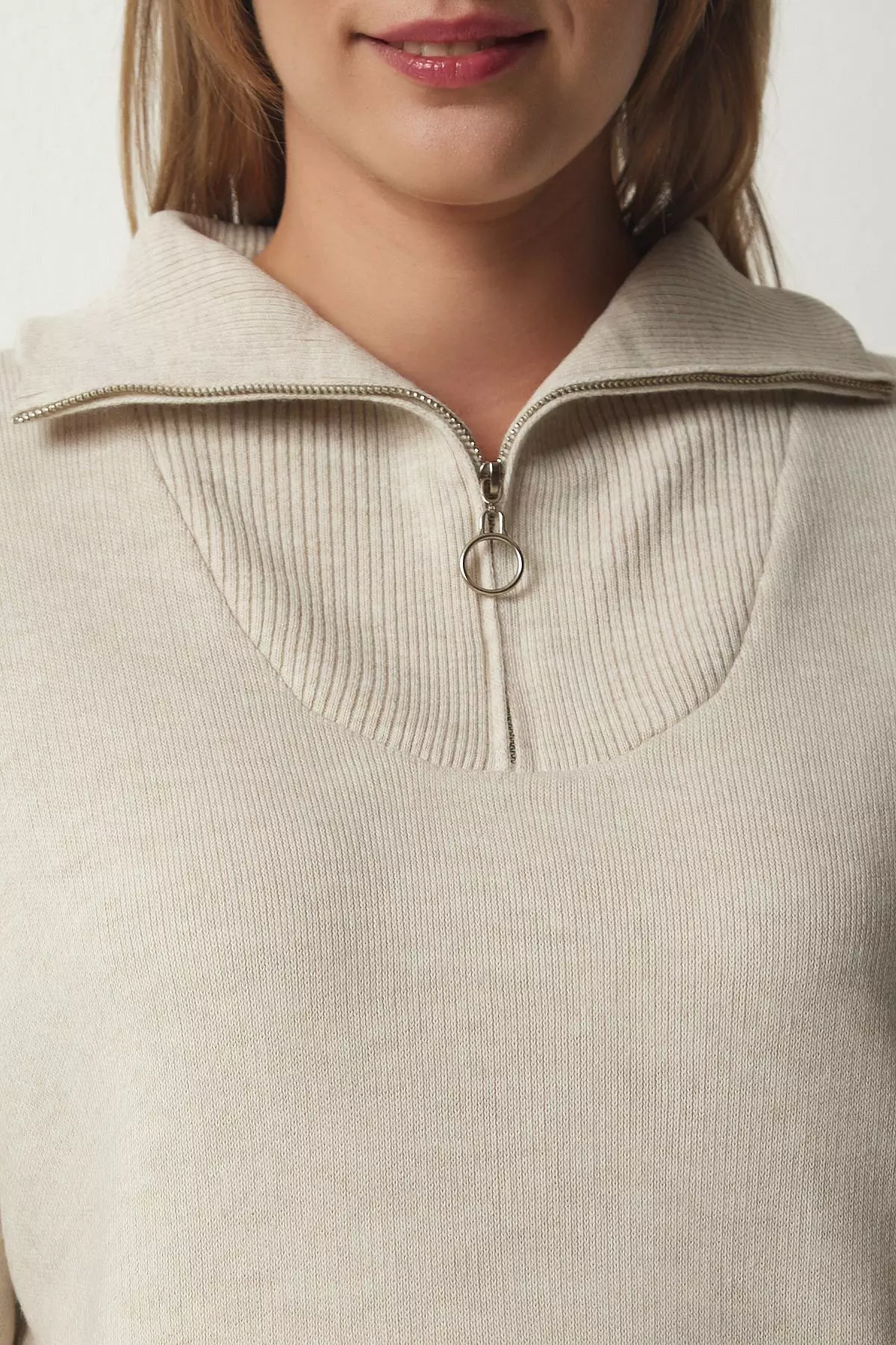 Zipper Collar Basic Knitwear Sweater