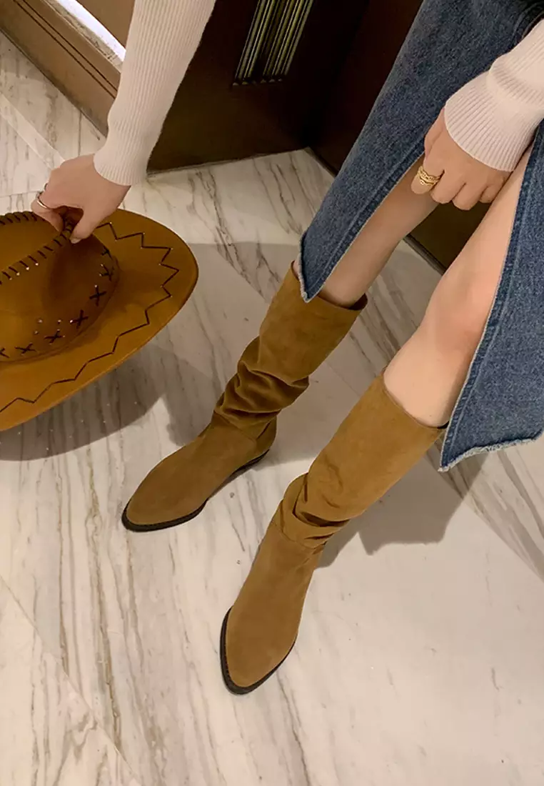 Pointy Suede Fabric Long Boots QZ2894-3