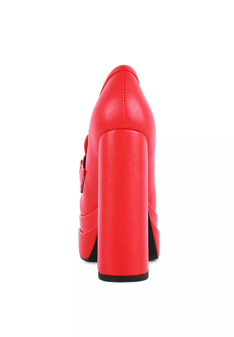 Red shop platform loafers