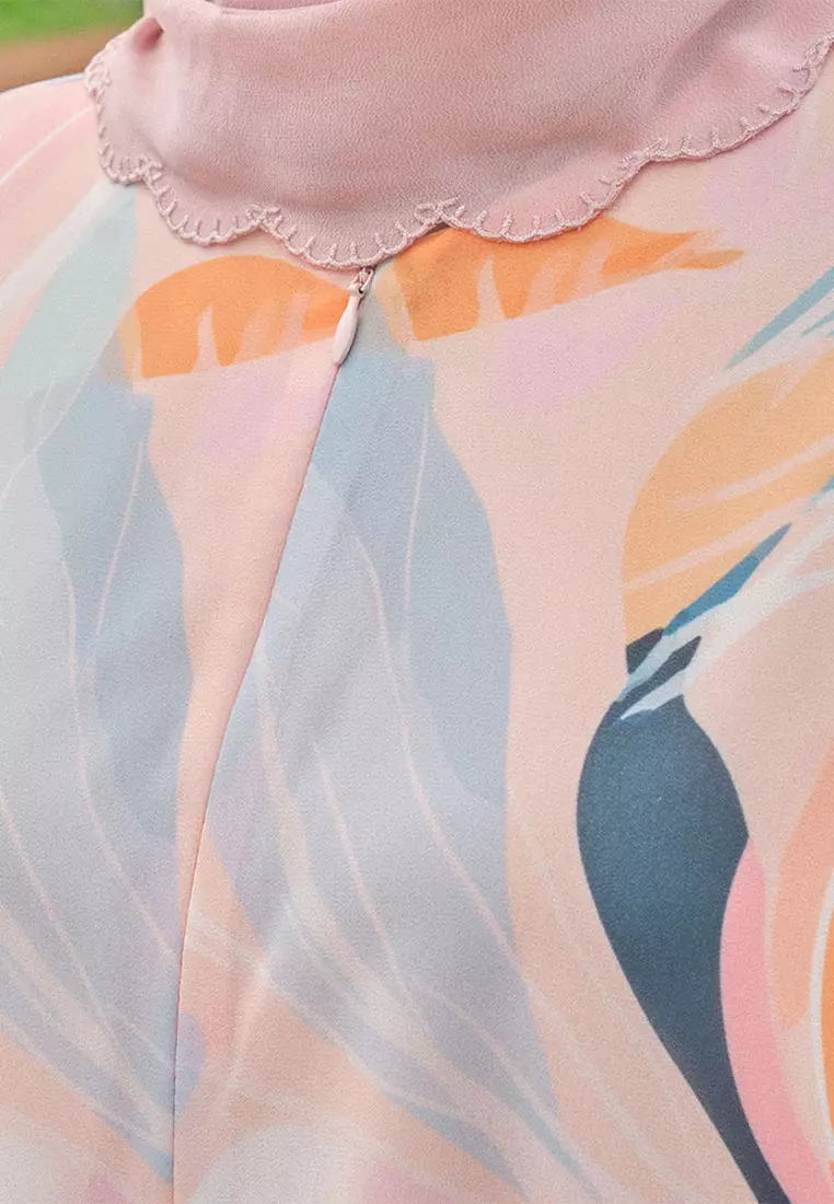 Sentosa Blouse & Skirt - Peach Abstract