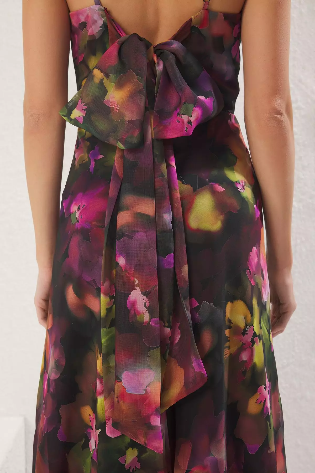 Multi-Colored A-Line Bowknot Lined Chiffon Woven Long Evening Prom Dress TPRSS25AE00152