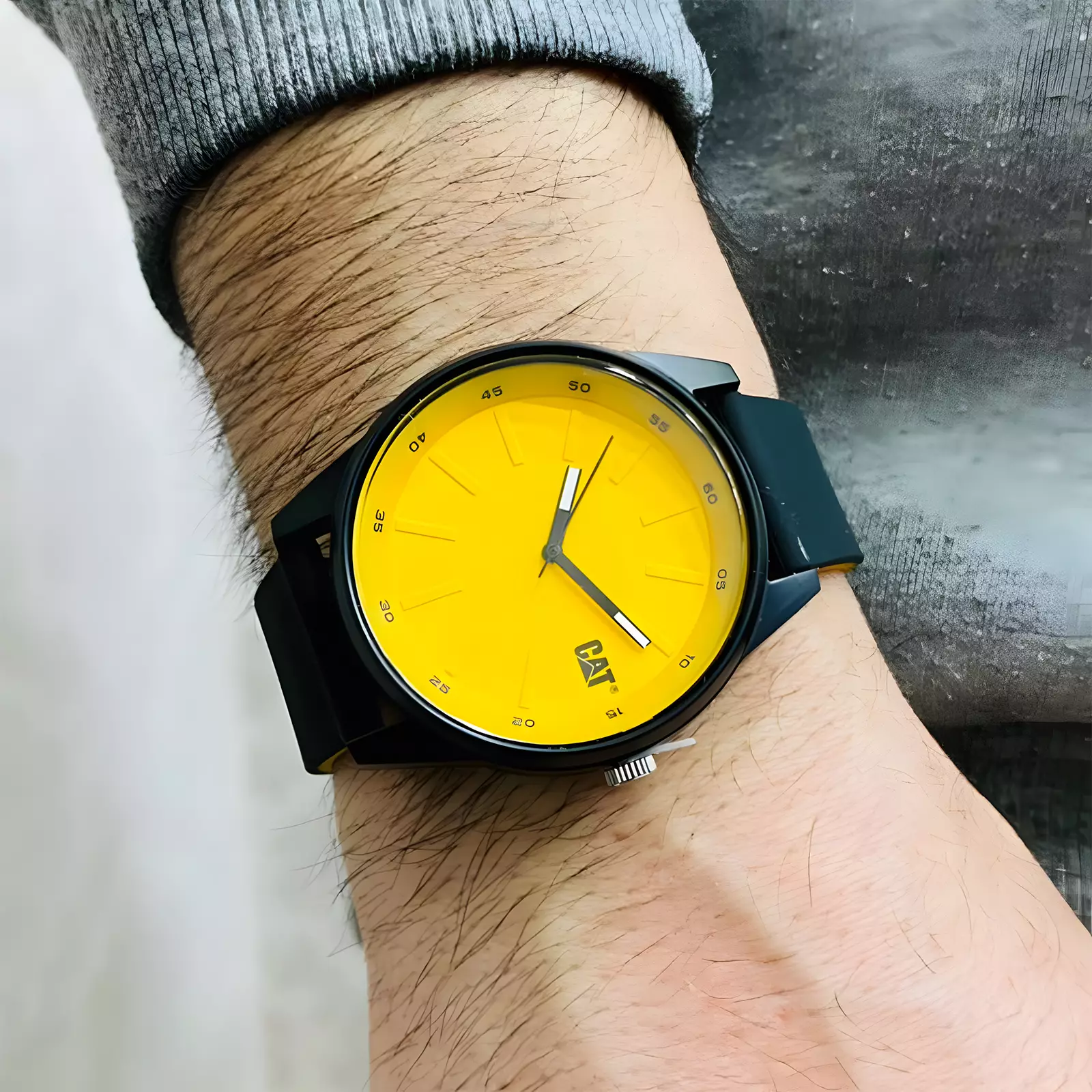 Jam Tangan Analog Pria - Black Yelow - Rubber Strap - CAT LJ.160.21.721