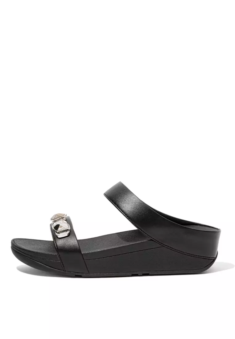FitFlop FINO Women's Crystal-Lock Slides - All Black (DA7-090)