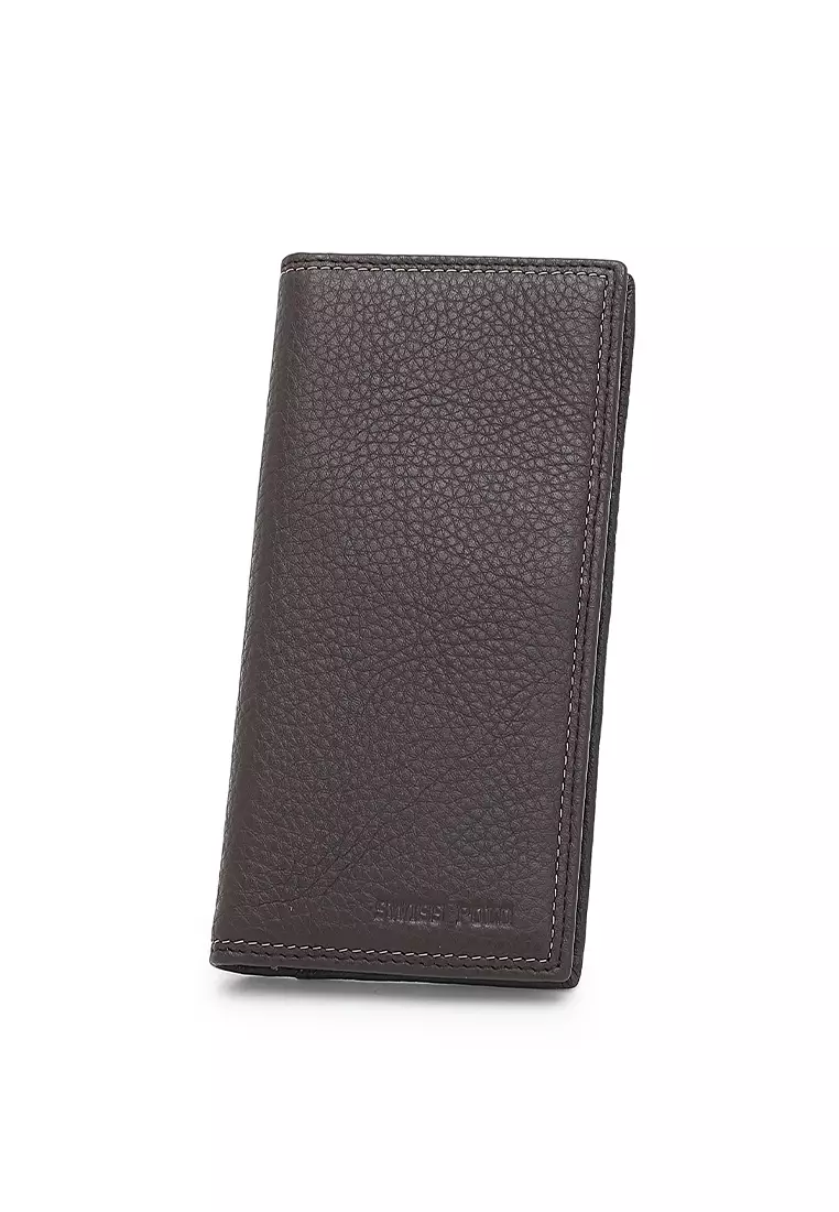 Genuine Leather RFID Long Wallet - Black