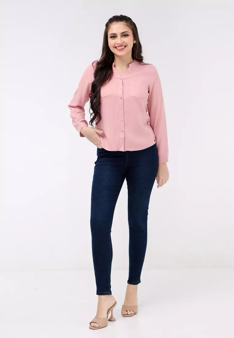 Bold Twill Rayon Long Sleeves Blouse