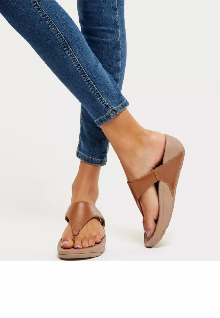 FitFlop LULU Women's Leather Toe-Post Sandals - Light Tan (I88-592)