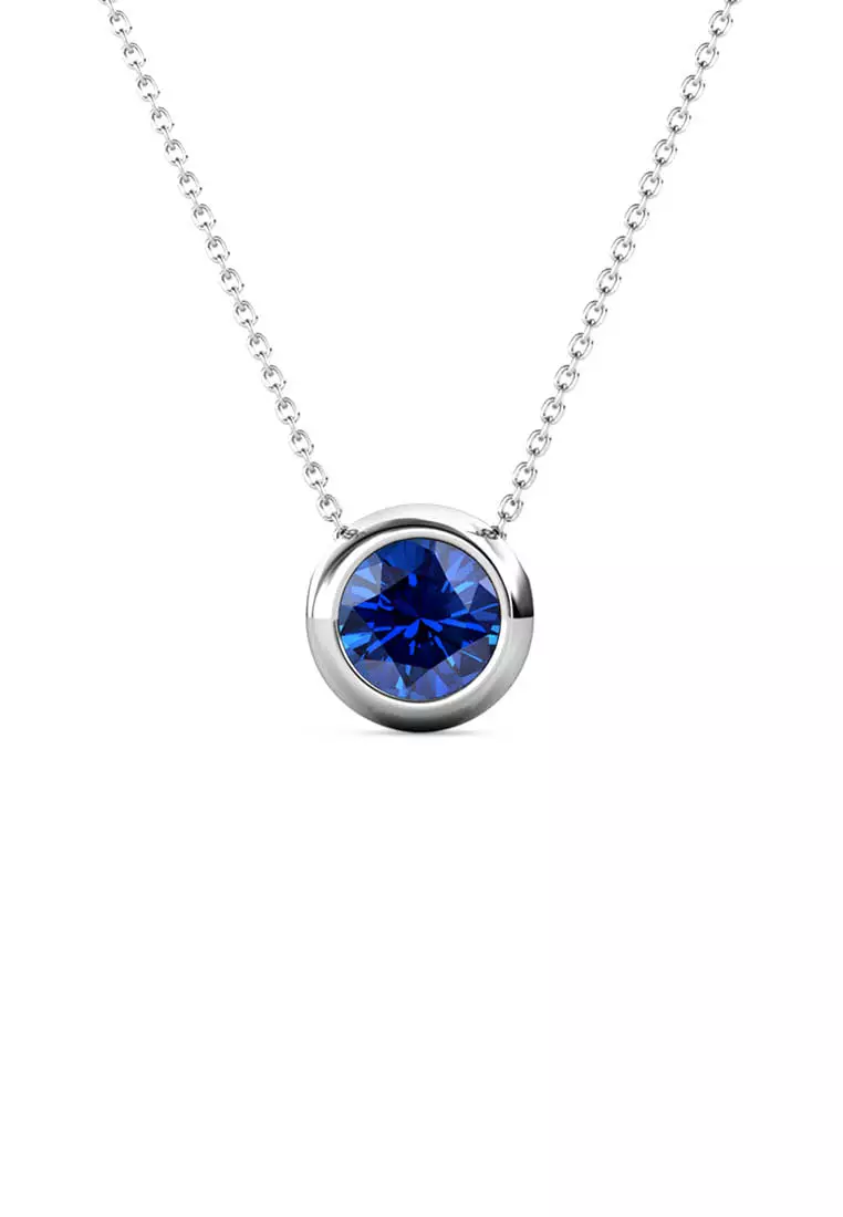 Her Jewellery Birth Stone Moon Pendant (September, White Gold) - Luxury Crystal Embellishments plated with 18K Gold