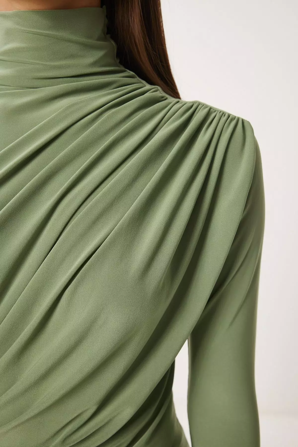 High Neck Ruched Blouse