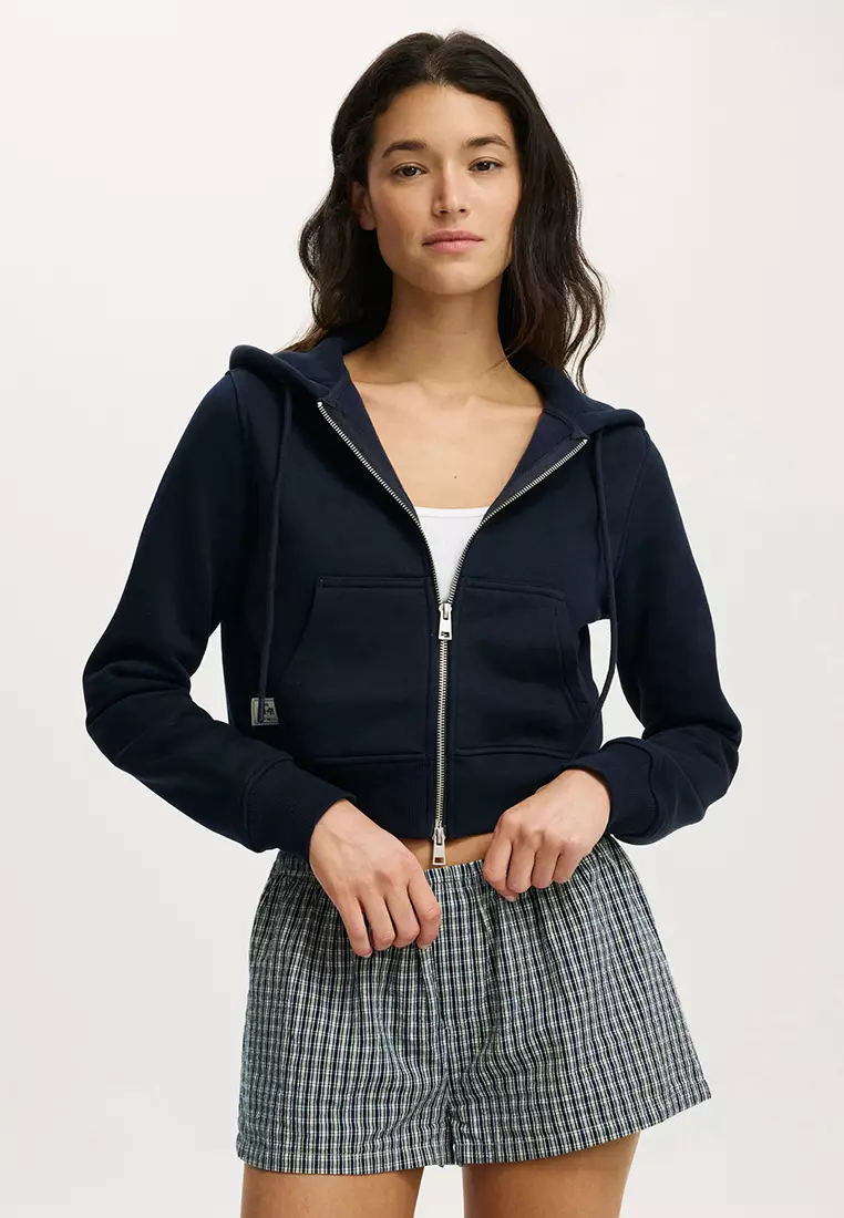 Buy Cotton On Premium Cropped Zip Through Hoodie 2026 Online | ZALORA