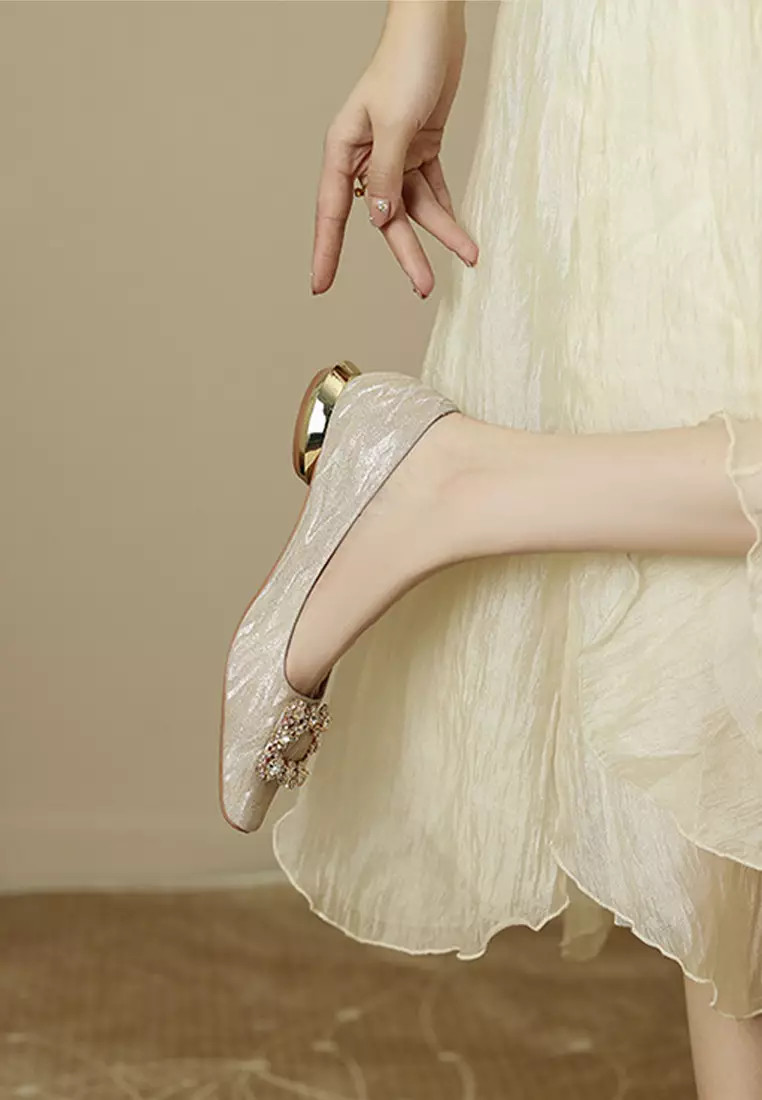 Square Rhinestone Flat Shoes XJ7318-17