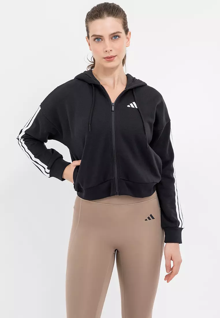 Essentials 3-Stripes French Terry Full-Zip Hoodie